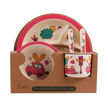 Bamboo fibre 5-piece cartoon printed children dinner set Bamboo fiber kids set